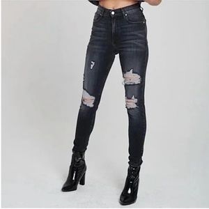 Revice Uptown High Waist Distressed Jeans Nirvana Black Size 26